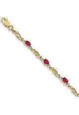 good-looking yellow gold diamond ruby oval birthstone kids bracelet